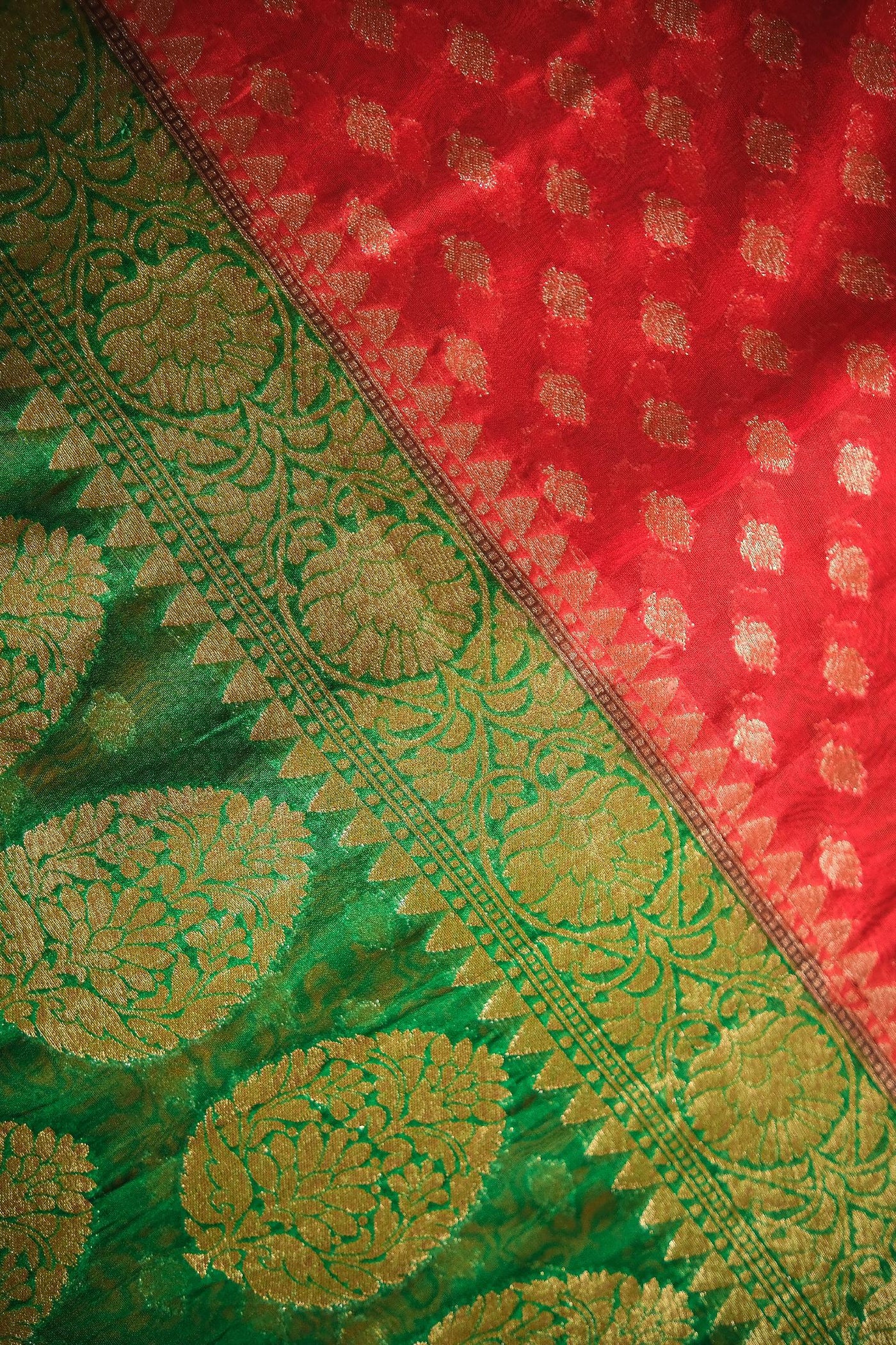 Red blended georgette festive wear banarasi saree