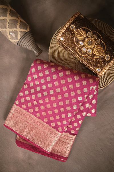 Purple blended cotton festive wear banarasi saree