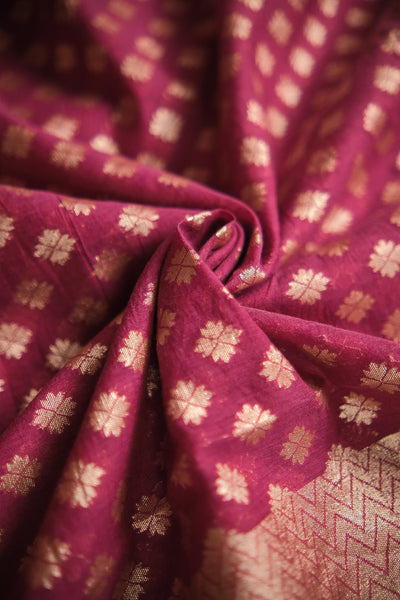 Purple blended cotton festive wear banarasi saree