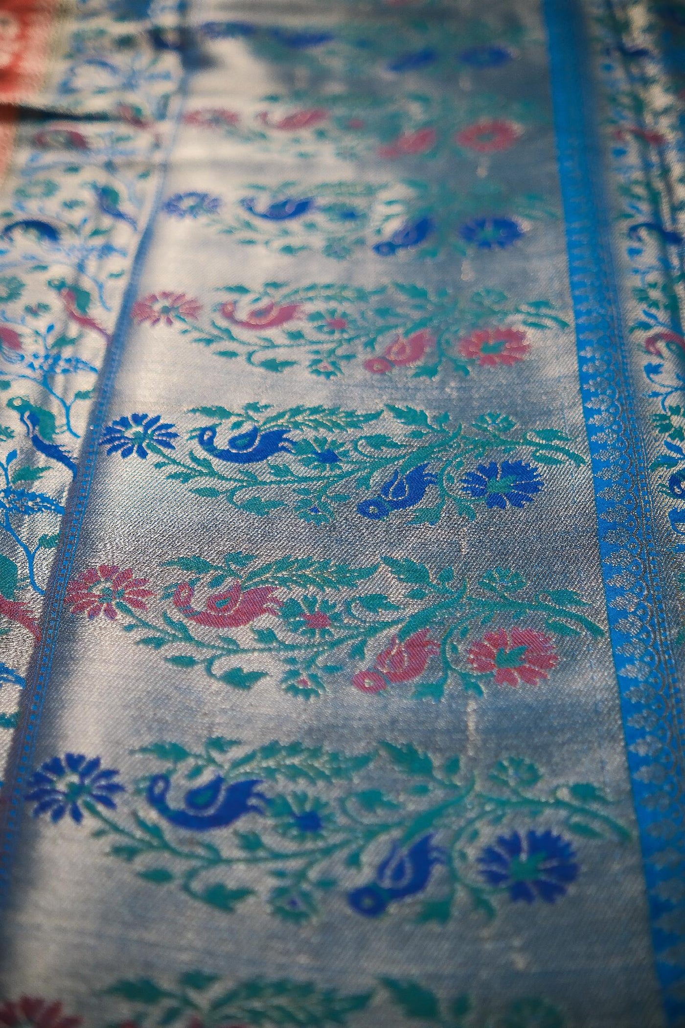 Peach blended silk festive wear banarasi saree