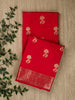 Cherry Red Katan Silk Banarasi Saree