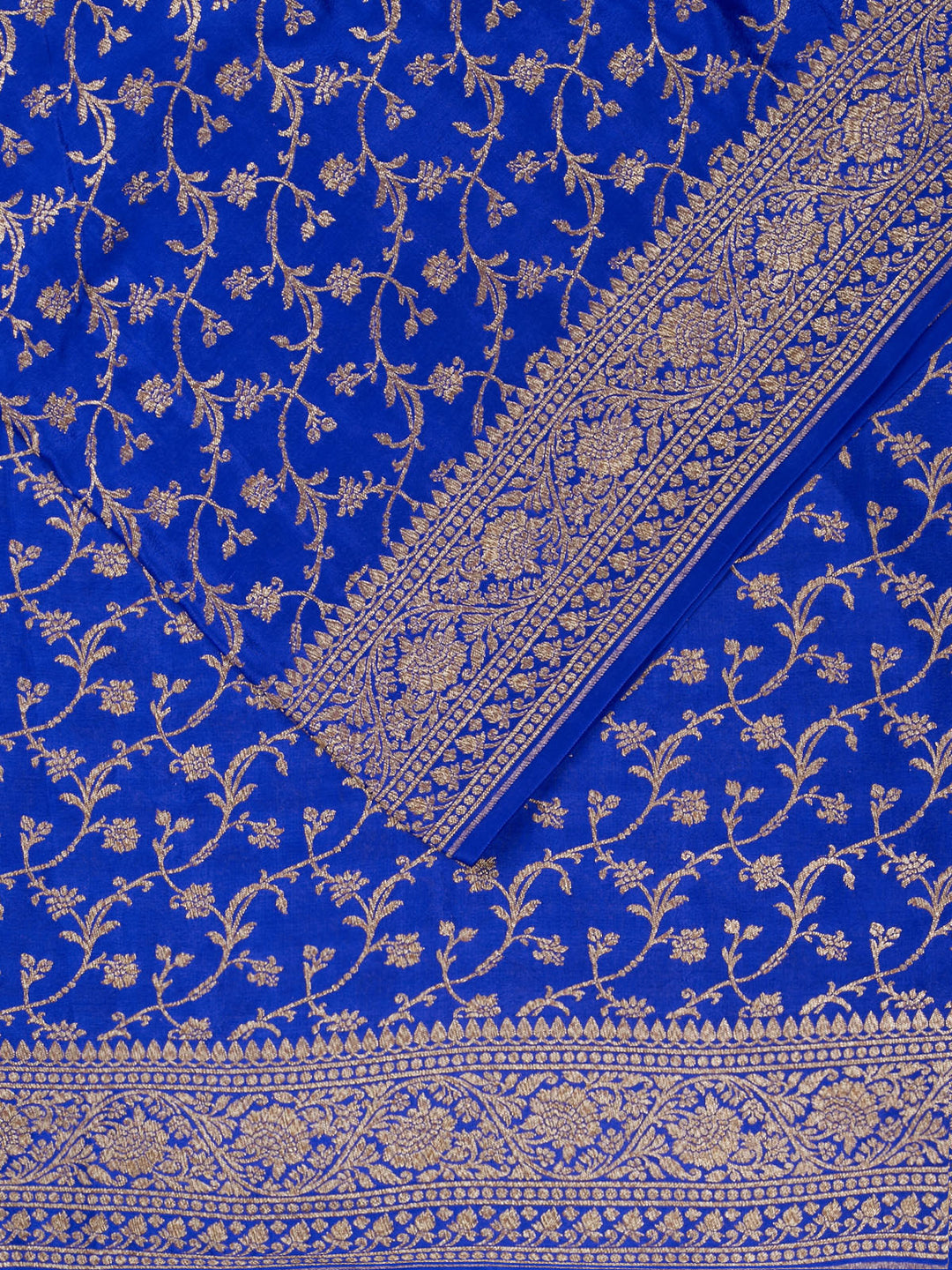 Ink Blue Crepe Georgette Banarasi Saree_3