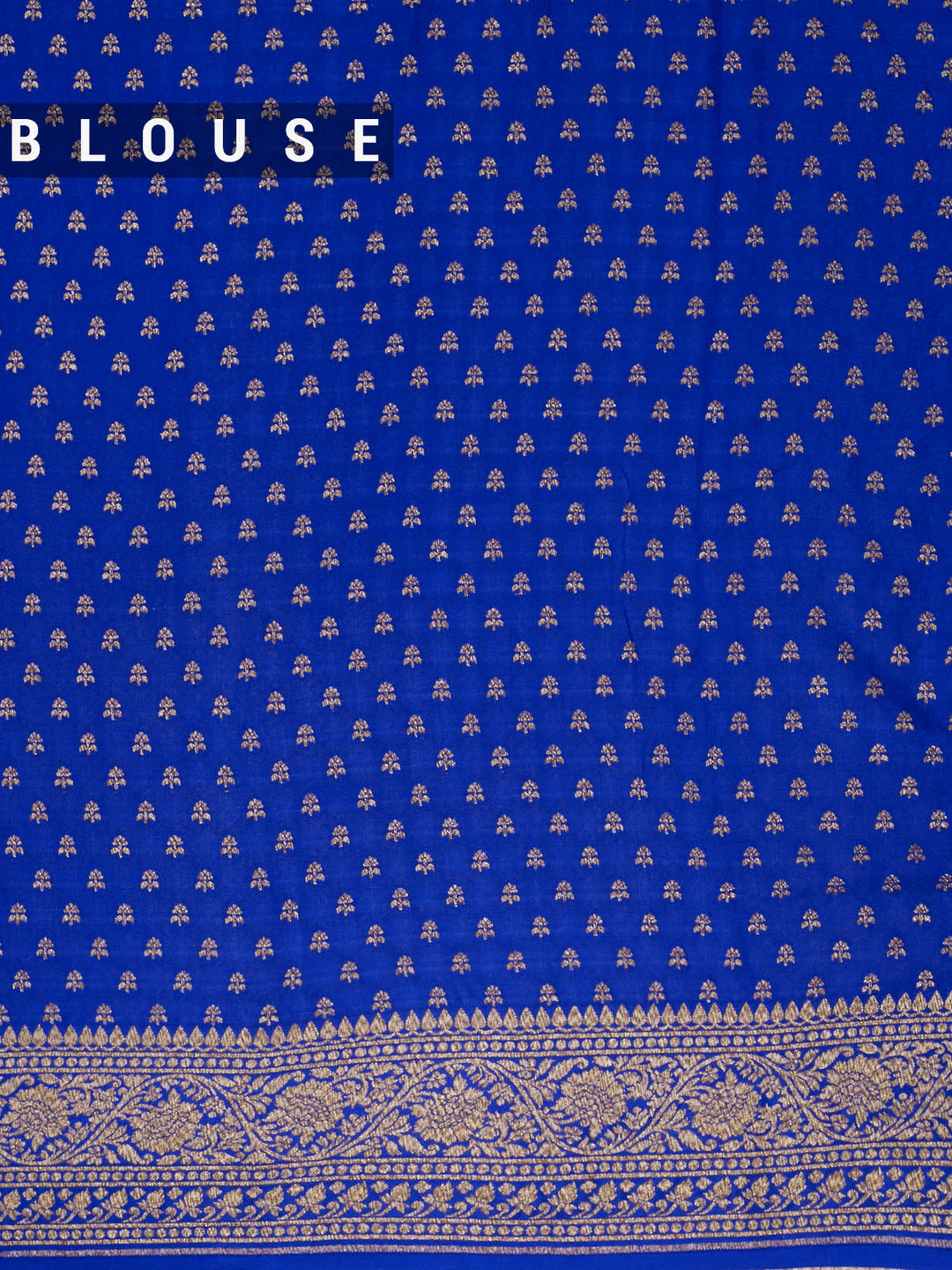 Ink Blue Crepe Georgette Banarasi Saree_5