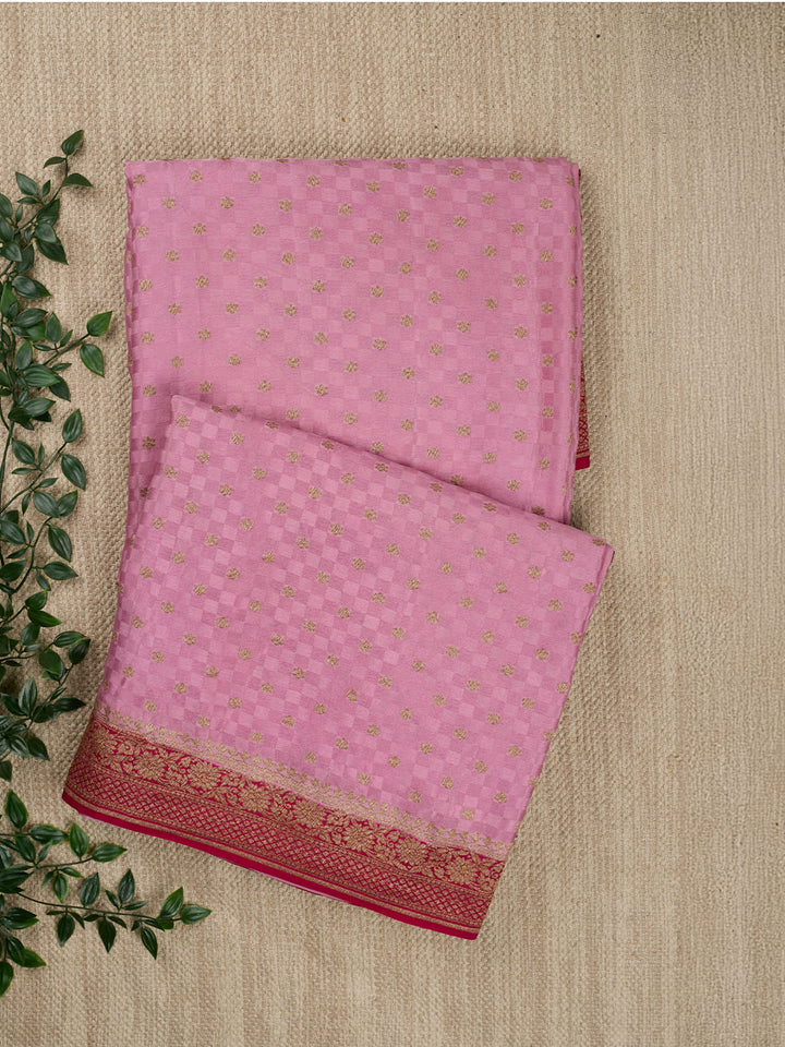 Dusty Pink Crepe Georgette Banarasi Saree