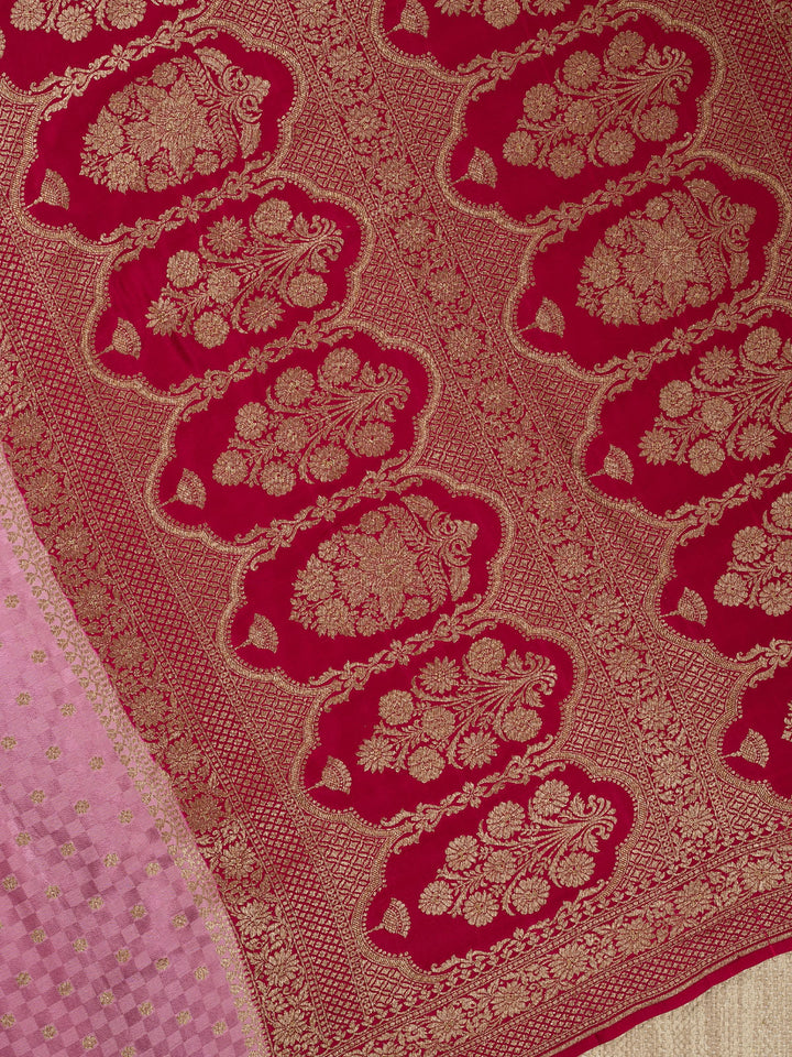 Dusty Pink Crepe Georgette Banarasi Saree