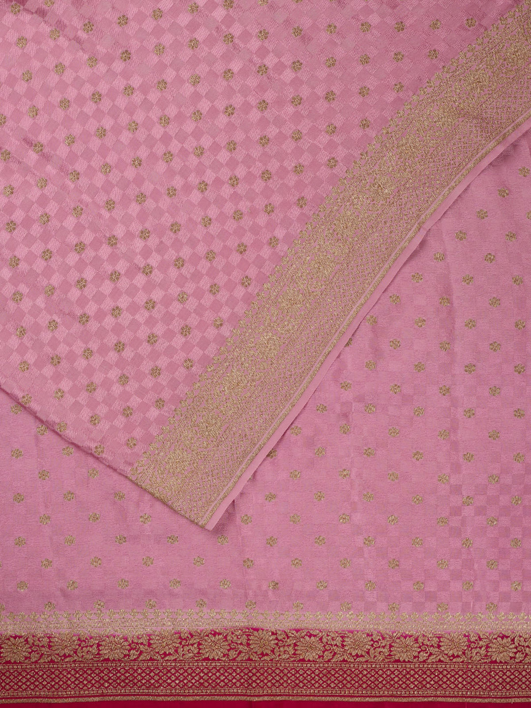 Dusty Pink Crepe Georgette Banarasi Saree_3
