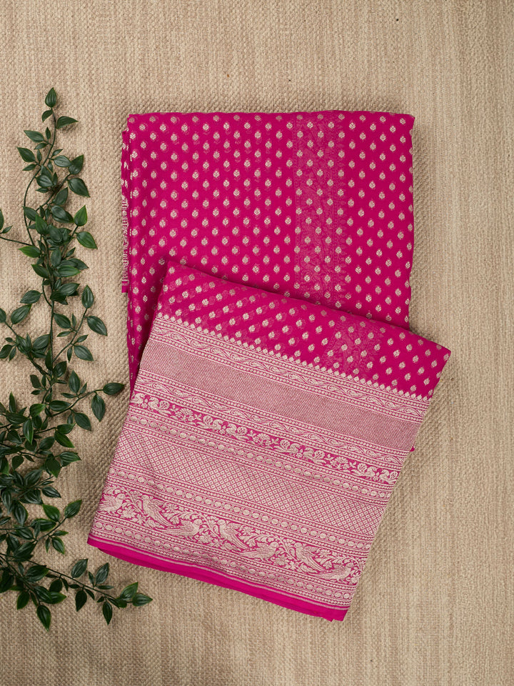 Hot Pink Khaddi Georgette Banarasi Saree