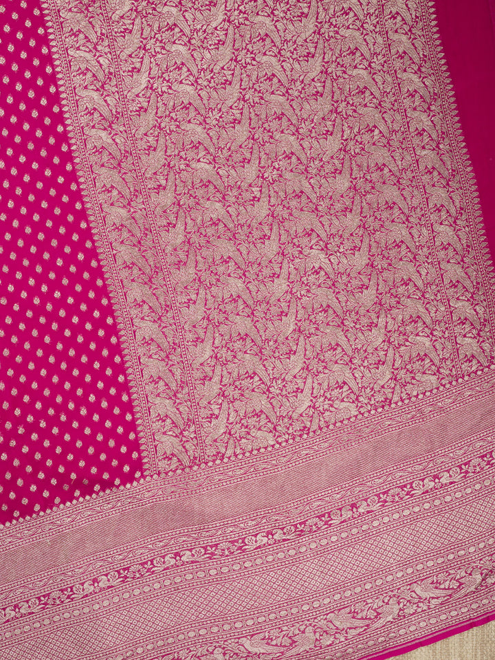 Hot Pink Khaddi Georgette Banarasi Saree