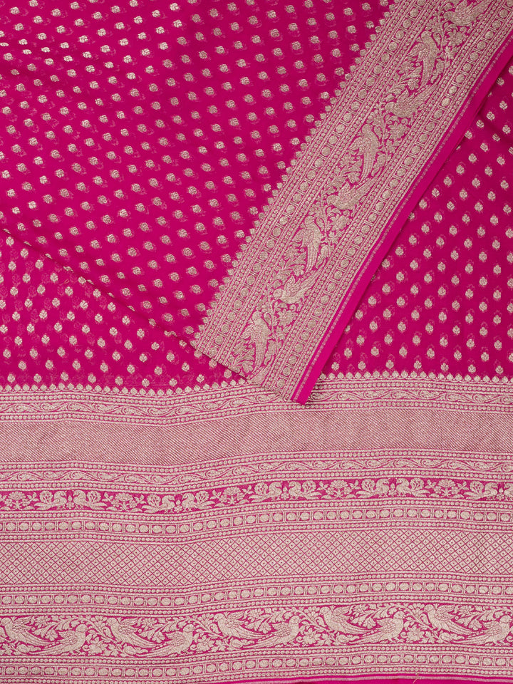 Hot Pink Khaddi Georgette Banarasi Saree