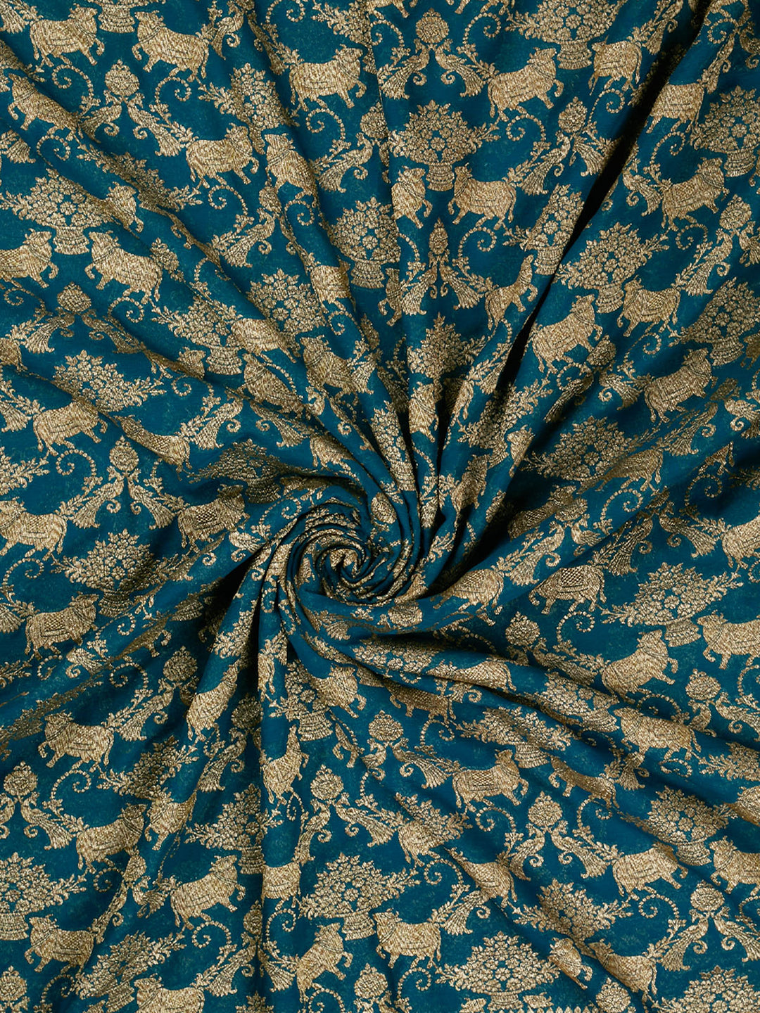 Teal Blue Khaddi Georgette Banarasi Saree_4
