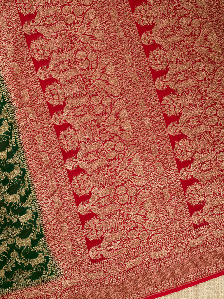 Dark Green Khaddi Georgette Banarasi Saree