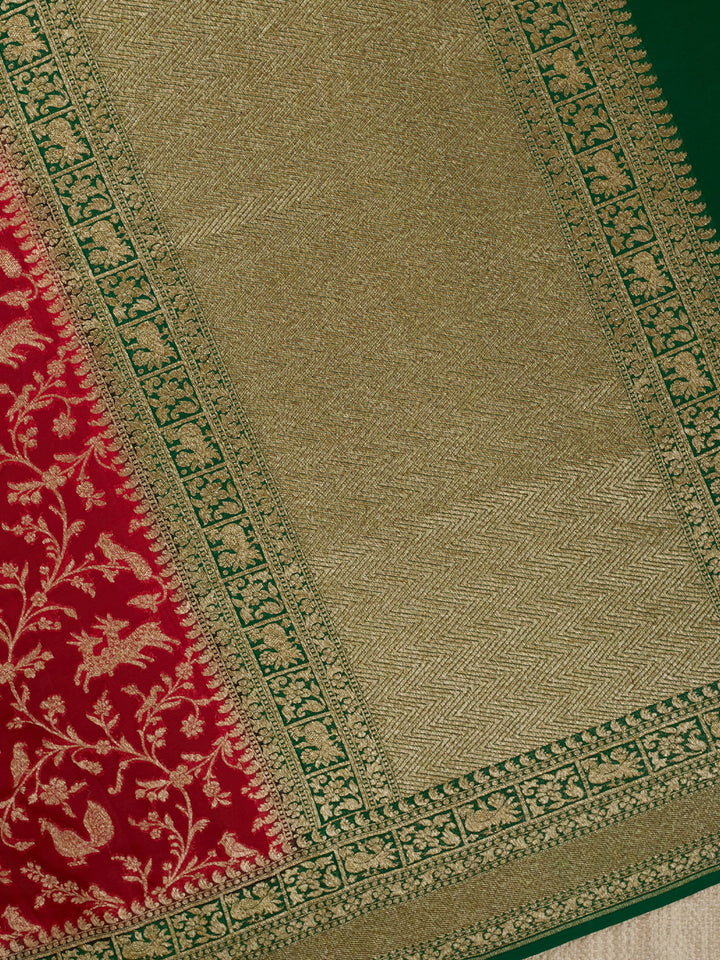Red Khaddi Georgette Banarasi Saree