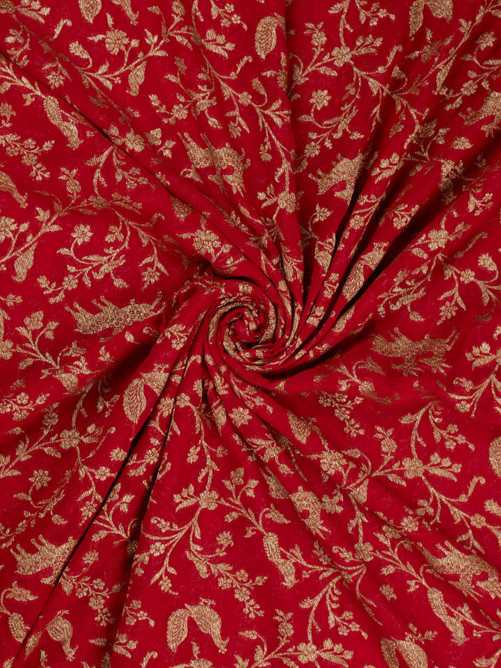 Red Khaddi Georgette Banarasi Saree