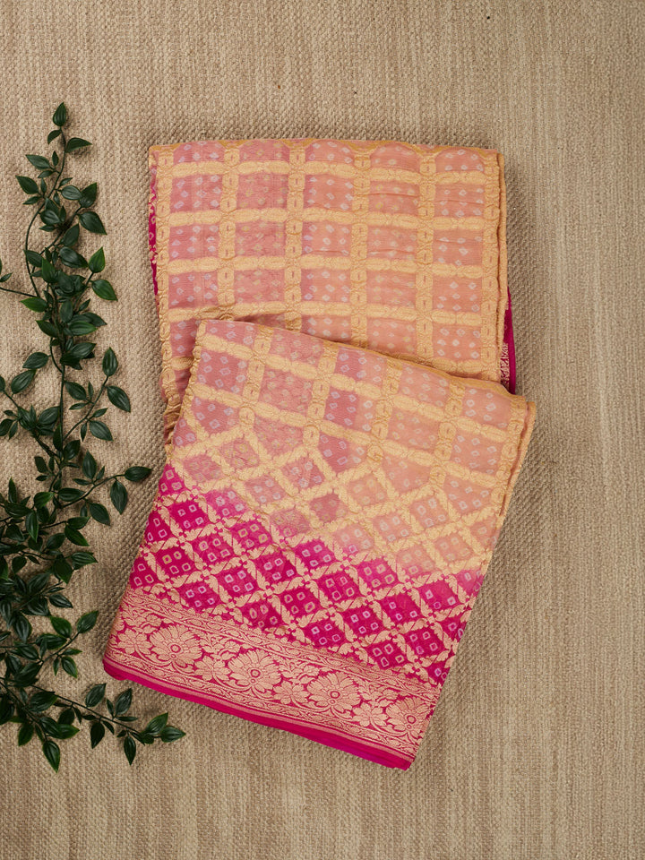 Peach Shaded Khaddi Georgette Banarasi Saree
