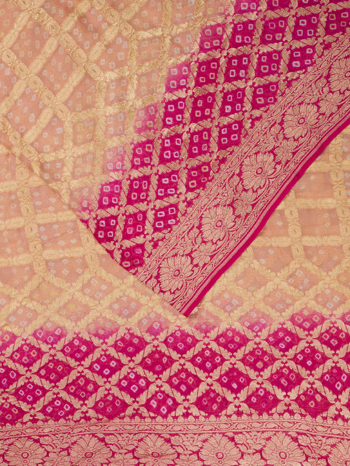 Peach Shaded Khaddi Georgette Banarasi Saree