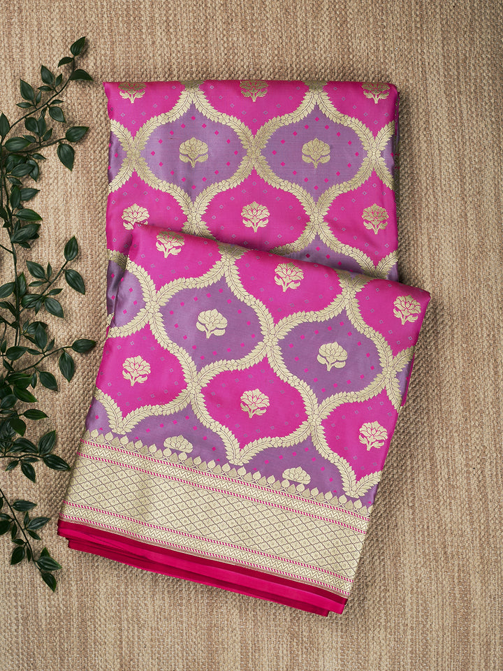 Pink Semi Mashru Silk  Banarasi Saree