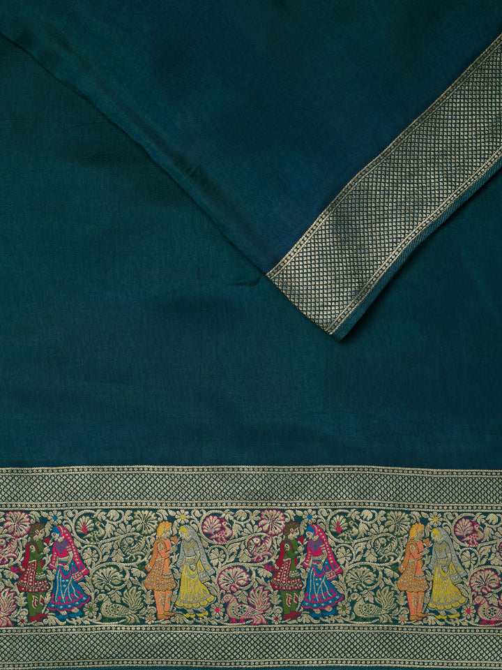 Green Dola Silk Plain Banarasi Saree