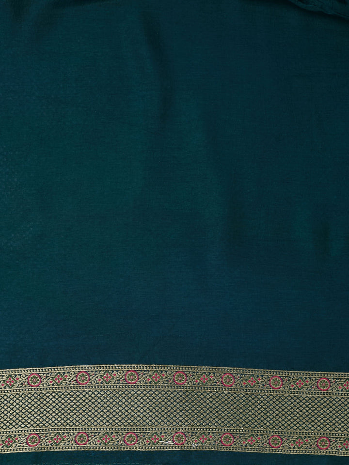 Green Dola Silk Plain Banarasi Saree