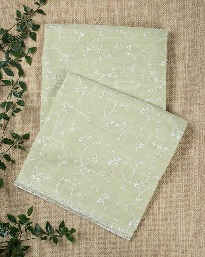 Mehndi Green Cotton Jaal Banarasi Saree