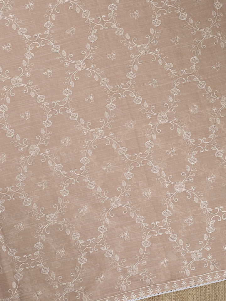 Beige Cotton Jaal Banarasi Saree