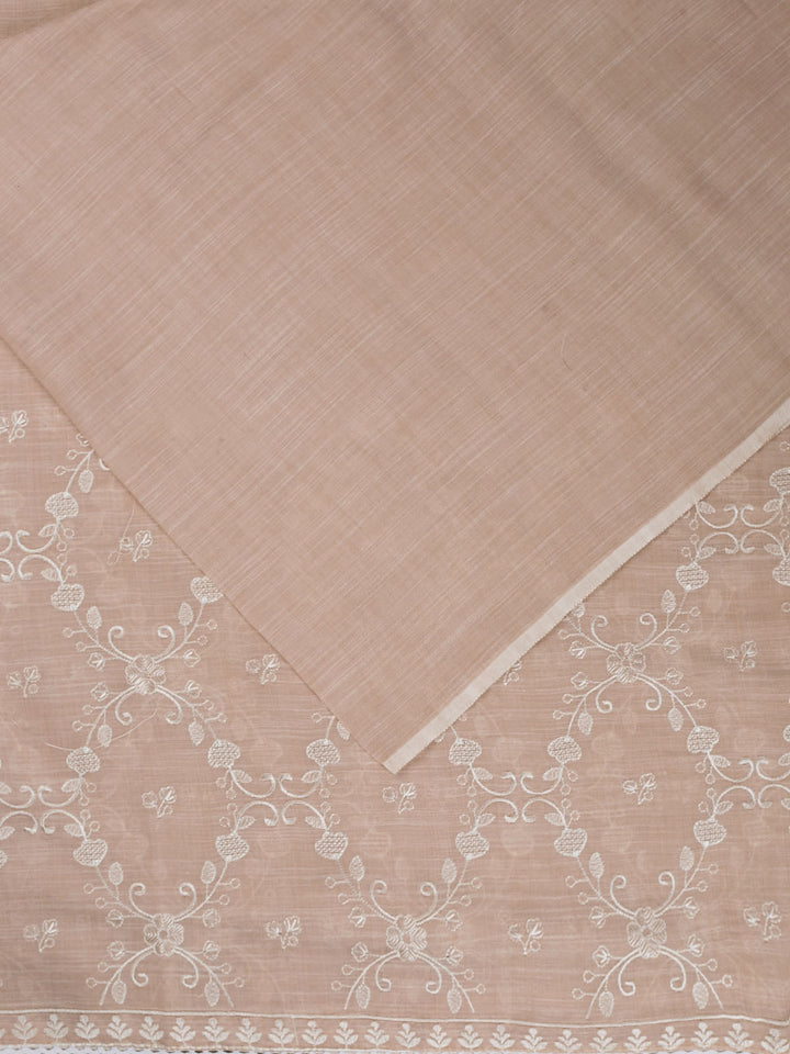 Beige Cotton Jaal Banarasi Saree