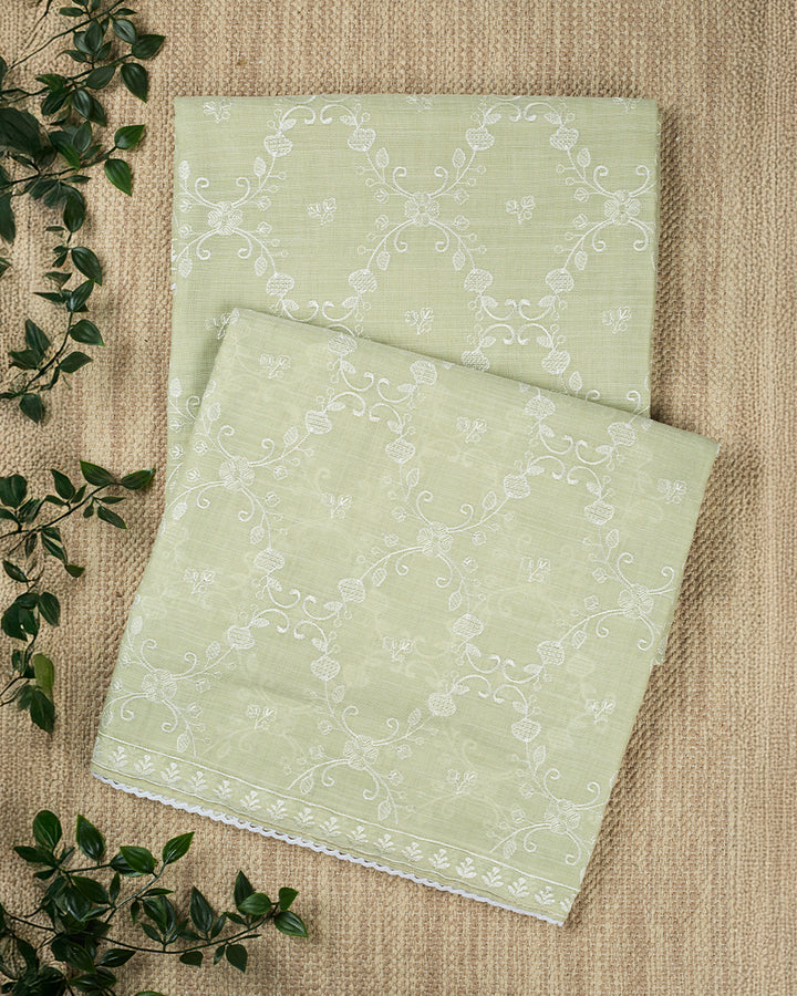 Green Cotton Jaal Banarasi Saree