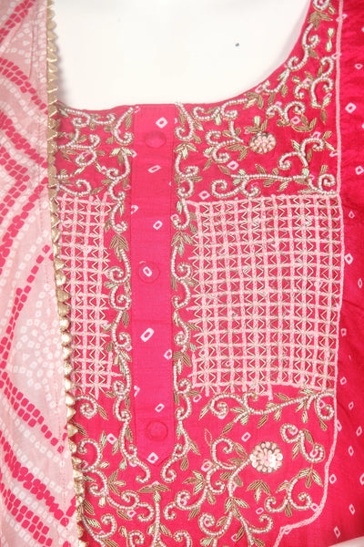 Dola Silk Red Plain Straight Cotton Kurta Set