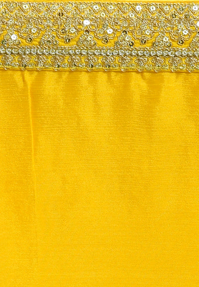 Yellow Georgette festive Wear Saree