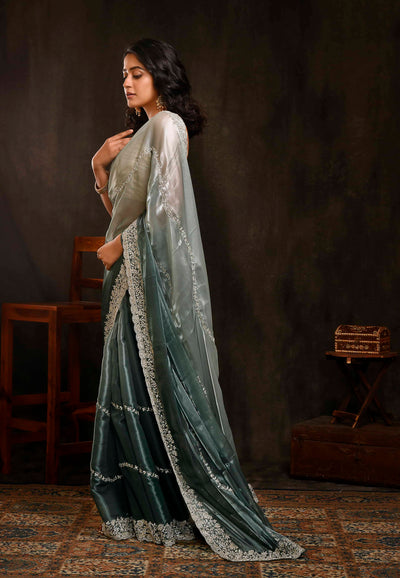 Sage Green Ombre Party Wear Saree