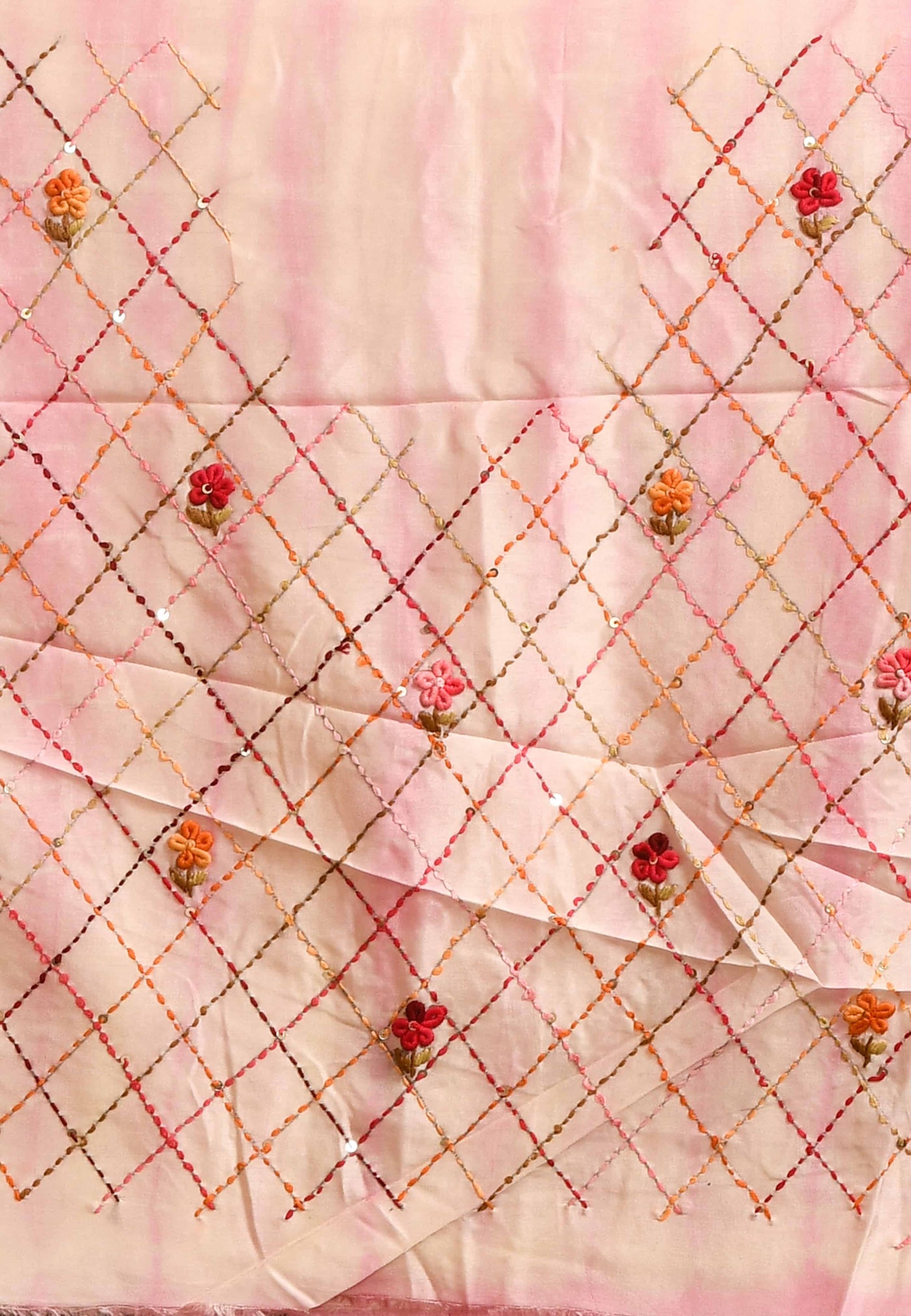 White And Pink Muslin Saree