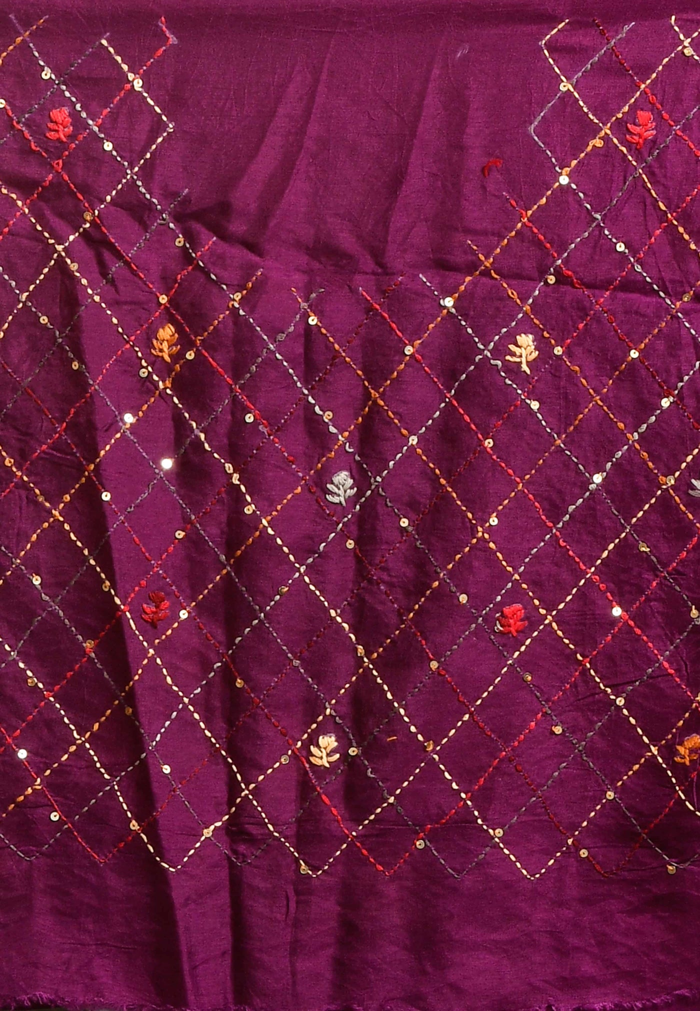 Pink And Purple Embroidery Saree