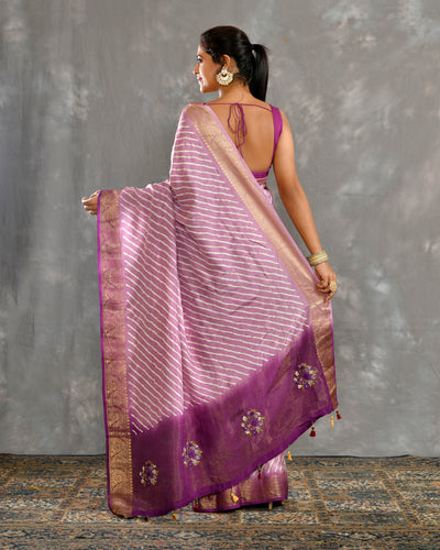 Purple Dola Silk Kantha Saree
