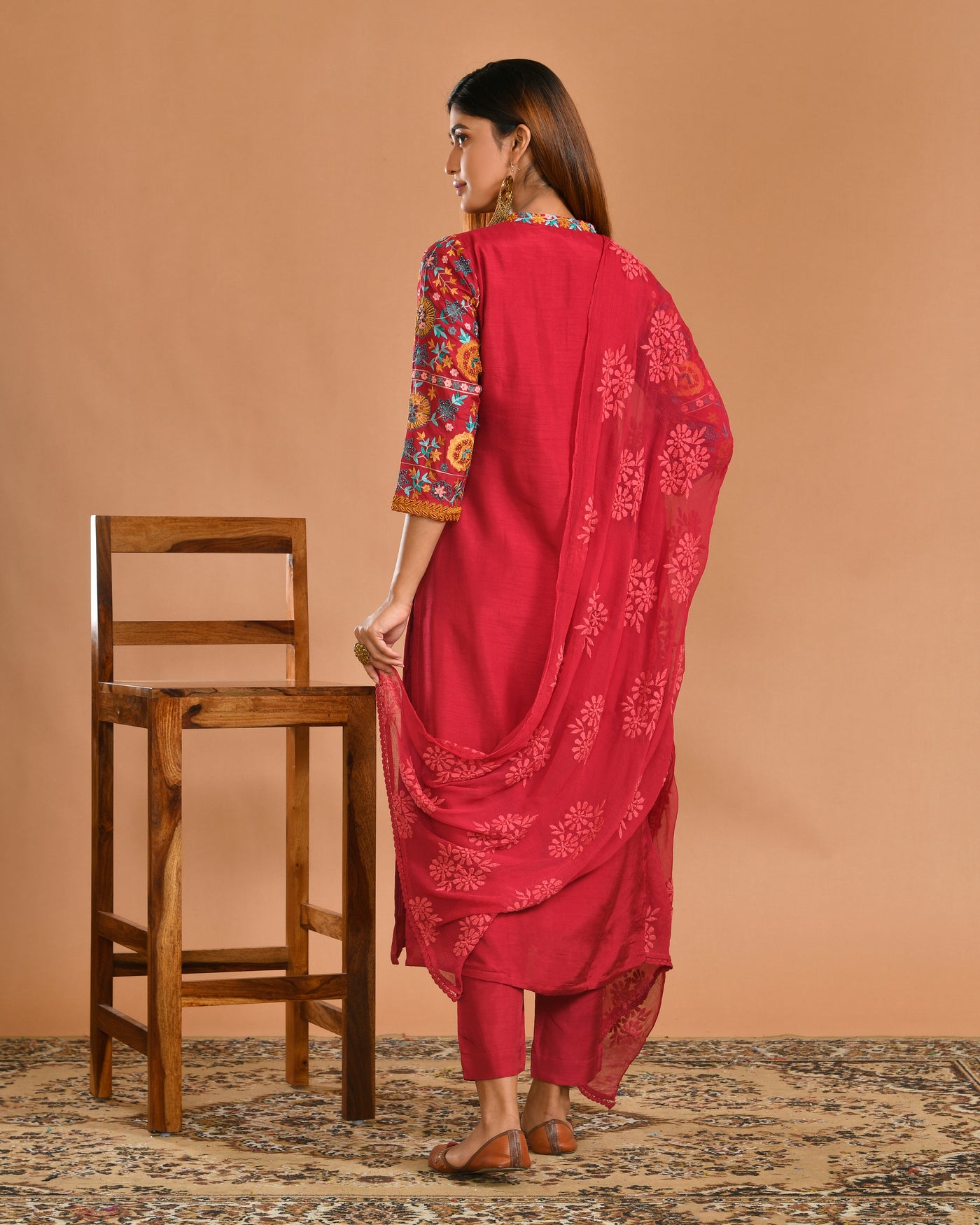 Rani Dola Silk Machine Embroidery Ethnic Suit Set