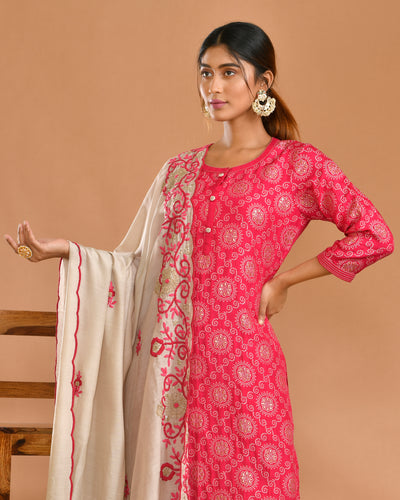 Rani Dola Silk Hand & Machine Embroidery Ethnic Suit Set