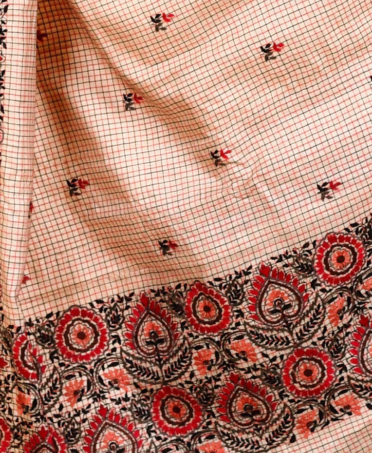 Brown Gachi Tussar Ornamental Embroidery Saree