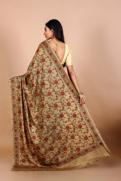 Brown Gachi Tussar Ornamental Embroidery Saree With Full Body Design