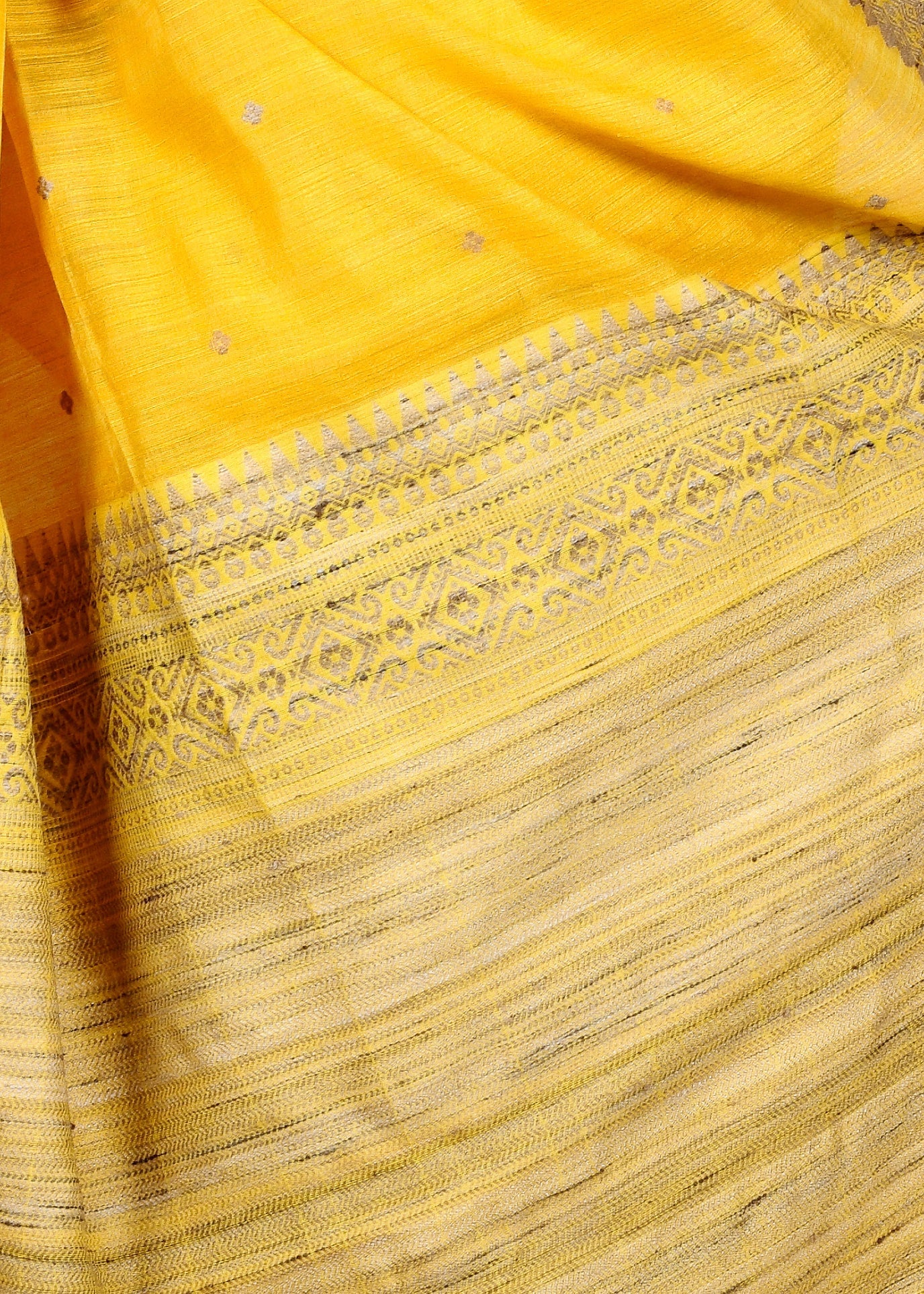 Yellow Matka Silk Ornamental Handloom Saree